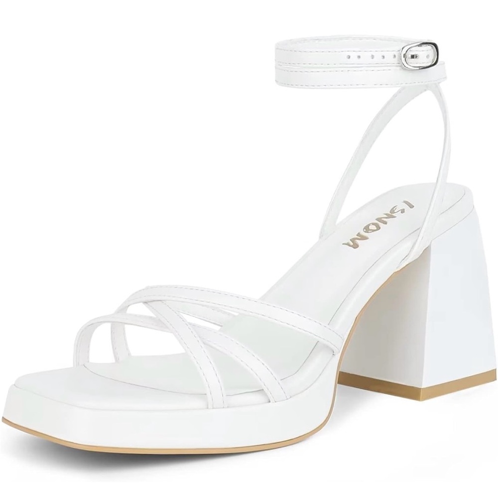 Elegant White Heeled Sandals